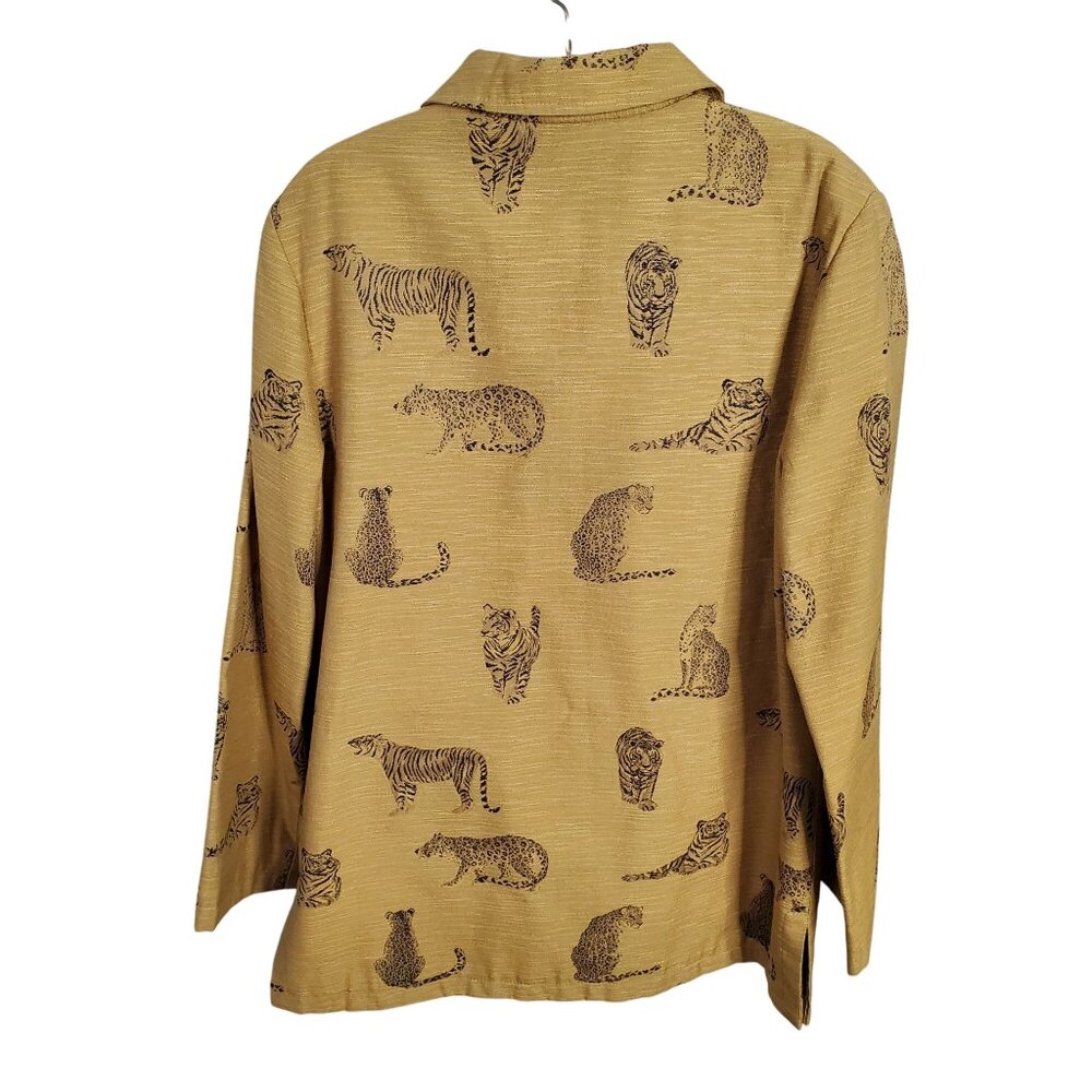 Giancarlo Ferrari Size 12 Shirt Jacket Zoo Safari Jungle Big Cat Tiger Lined Vtg - Picture 2 of 12